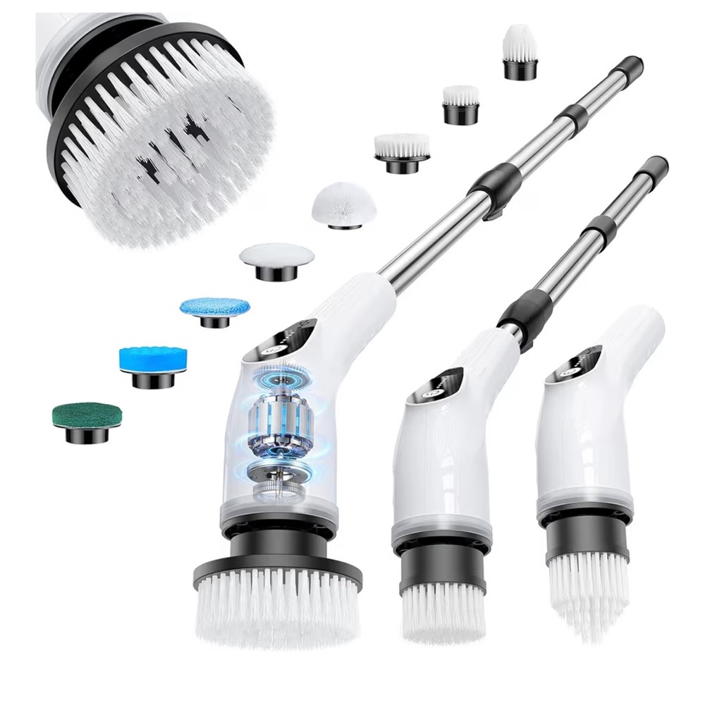 Electric Spin Scrubber, Cordless Cleaning Brush with 8 Replaceable Heads